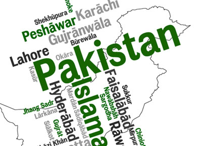 Pakistan map and words art 