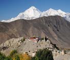 buddhist monastery and dhaulagiri peak